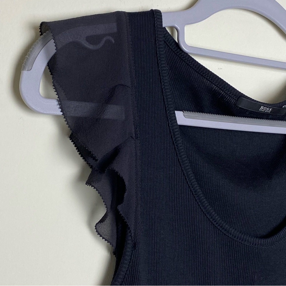 Hugo Boss Ruffle Sleeve Tank with Ribbing. Size M - Picture 3 of 8